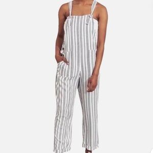 Hollister Overall Tie-Shoulder Wide-Leg Jumpsuit - Black/White